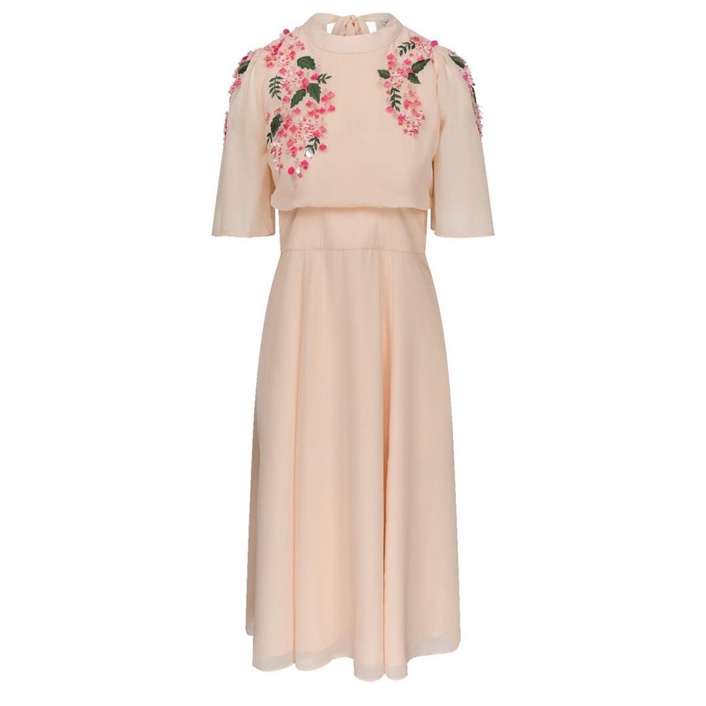 Hope and Ivy Women's Pink The Suki Embellished Midi Dress size 10